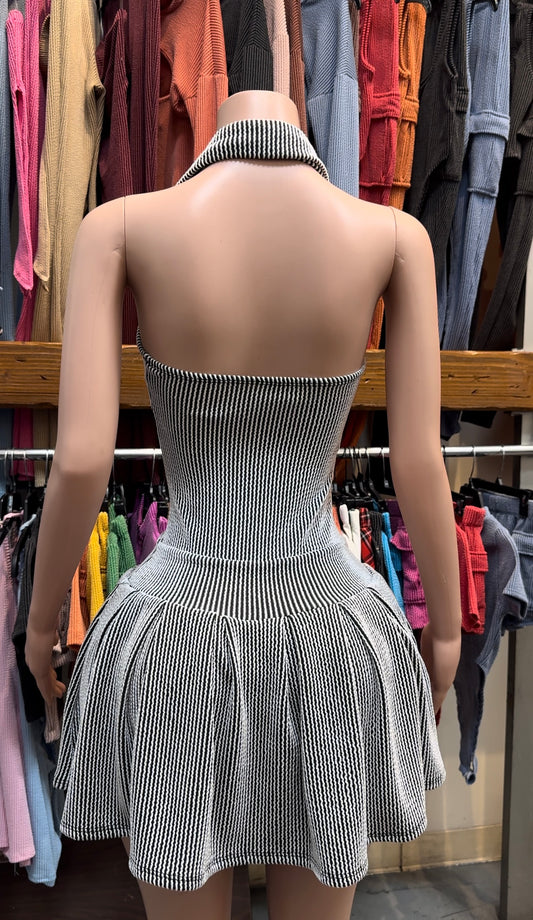 Striped Button Mini Dress