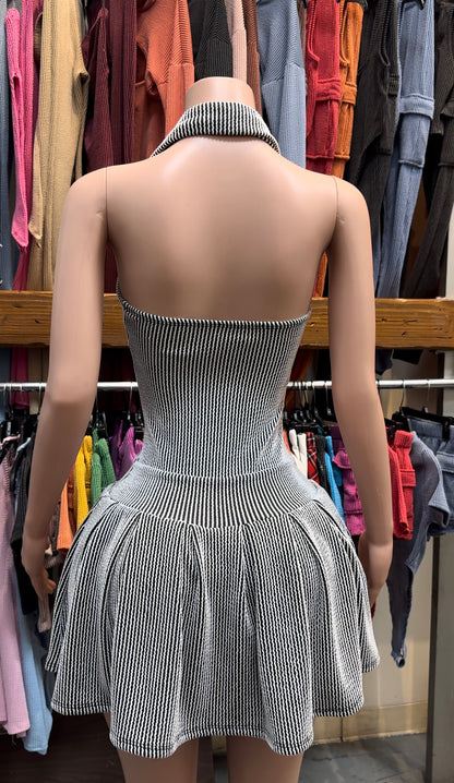 Striped Button Mini Dress