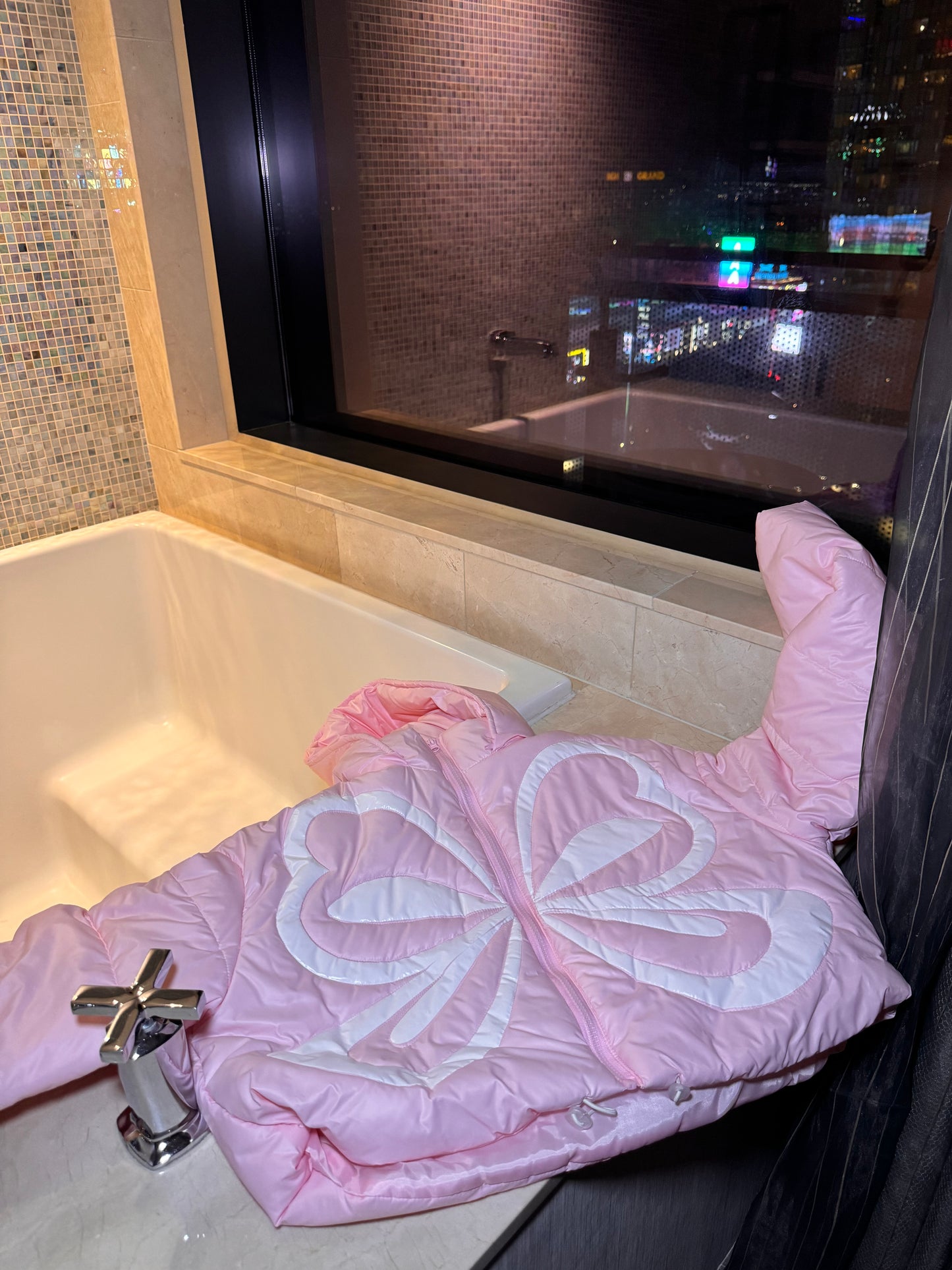 Pink Cropped Puffer Jacket